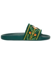 CASABLANCA - Laurel Terry Embroidered Slides - Lyst