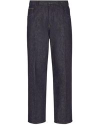 Fendi - Straight-Leg Logo Patch Long Jeans - Lyst