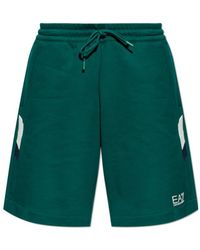 EA7 - Logo Print Sweat Shorts - Lyst