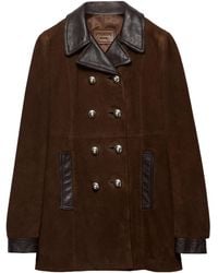 Prada - Double-Breasted Suede Caban Jacket - Lyst