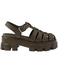 Prada - Foam Triangle-Logo Ankle Strapped Sandals - Lyst