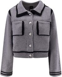 Pinko - Contrast-Trim Buttoned Cardigan - Lyst