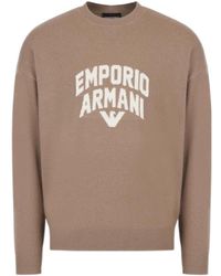Emporio Armani - Logo Round-Neck Knitted Wool Sweater - Lyst