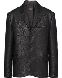 Prada - Single-Breasted Long-Sleeved Leather Jacket - Lyst