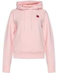 KENZO - Logo Patch Drawstring Hoodie - Lyst