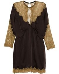 The Attico - Satin And Lace Mini Dress - Lyst