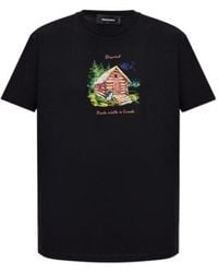 DSquared² - Graphic Printed Crewneck T-Shirt - Lyst