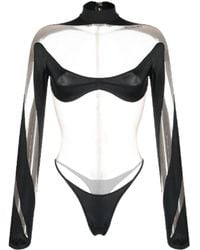 Mugler - Illusion Panelled Bodysuit - Lyst