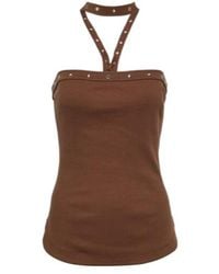 The Attico - Ribbed-Knit Halterneck Jersey Top - Lyst