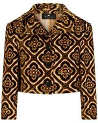 Etro - Geometric-Printed Buttoned Cropped Jacket - Lyst