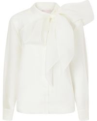 Carolina Herrera - Pussy-Bow Silk-Organza Blouse - Lyst