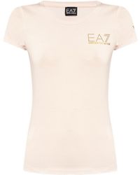 EA7 - Rhinestone-Appliqué Logo-Print T-Shirt - Lyst