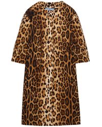 Prada Single-Breasted Animal Print Drill Coat in Natural | Lyst