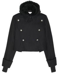 Saint Laurent - Button Detailed Cropped Coat - Lyst