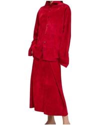 Bottega Veneta - Suede Leather Skirt - Lyst