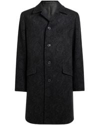 Etro - Wool And Cashmere Jacquard Coat With Arnica Motif - Lyst