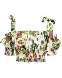 Dolce & Gabbana - Floral Printed Off-Shoulder Short Sleeve Top - Lyst