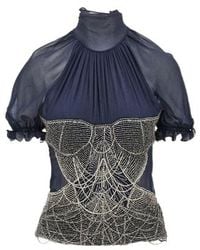The Attico - The Bead-Embellished High Neck Top - Lyst