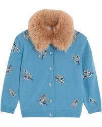 Valentino - Embellished Three-Quarter-Sleeved Cardigan - Lyst