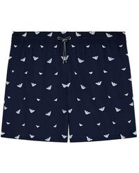 Emporio Armani - Swim Shorts With All-Over Micro Eagle Embroidery - Lyst
