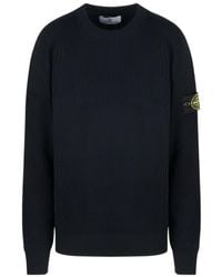 Stone Island - Logo Patch Crewneck Knitted Jumper - Lyst