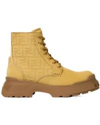 Fendi - Elegant Nubuck Leather Boots With Embossed Motif For - Lyst