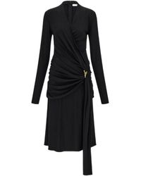 Ferragamo - Viscose Dress With Gathered Waist - Lyst