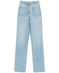 Valentino - Button Detailed Straight Leg Jeans - Lyst