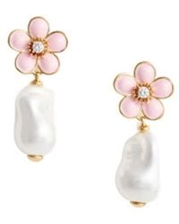 Self-Portrait - Flower Pearl Drop Earrings - Lyst