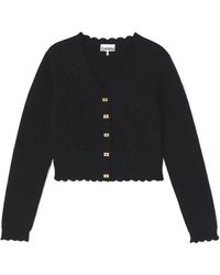 Ganni - Crochet Appliqué Cropped Cardigan - Lyst