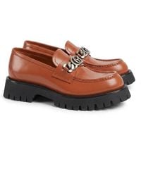 Gucci - Interlocking G Logo Leather Loafers - Lyst