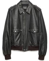 Prada - Long-Sleeved Leather Jacket - Lyst