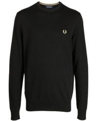 Fred Perry - Logo-Embroidered Long-Sleeved Crewneck Jumper - Lyst