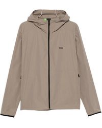 BOSS - Hooded Logo-Print Jacket - Lyst