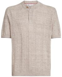 Brunello Cucinelli - Ribbed Henley-Collar T-Shirt - Lyst