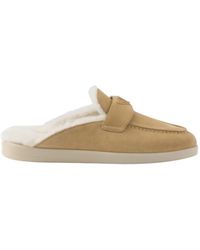 Prada - Triangle-Logo Round-Toe Mules - Lyst