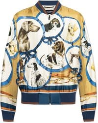 Dolce & Gabbana - Dogs Printed Zipped Bomber Jacket - Lyst