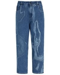 Fendi - Contrasted Logo Motif Denim Trousers - Lyst