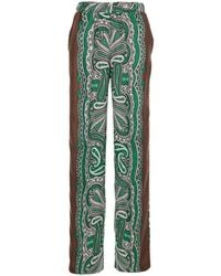 P.A.R.O.S.H. - P.A.R.O..H. Pants With Contrast Side Stripe And All-Over Silk Scarf Print For Trousers - Lyst