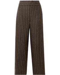 Posse - Thea Pleated Pinstriped Linen-Twill Straight-Leg Pants - Lyst
