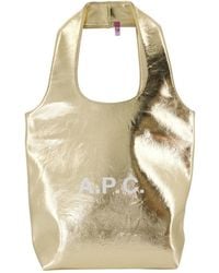 A.P.C. - Logo Printed Metallic Effect Tote Bag - Lyst