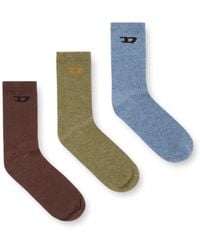 DIESEL - Three-Pack Ribbed Socks With D Logo - Lyst
