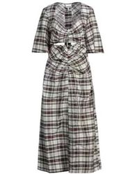Ganni - Plaid Short-Sleeve Dress - Lyst