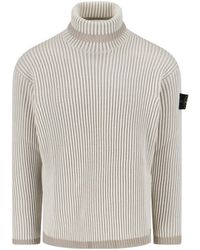 Stone Island - Logo Patch Roll Neck Ribbed Jumper - Lyst