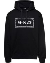 Versace - Embroidered-90S Vintage Logo Drawstring Hoodie - Lyst