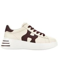 Hogan - Low-Top Ivory Sneakers With Suede Logo - Lyst