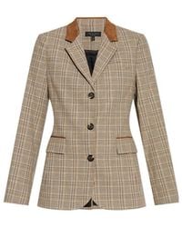 Rag & Bone - Checked Suede-Trimmed Jacket - Lyst