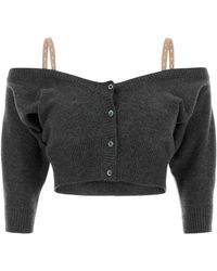 Miu Miu - Off-Shoulder Cropped Cardigan - Lyst