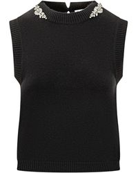 Semicouture - Crystal-Embellished Sleeveless Top - Lyst