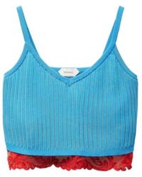 Versace - Lace-Trim Viscose-Blend Ribbed Knit Tank Top - Lyst
